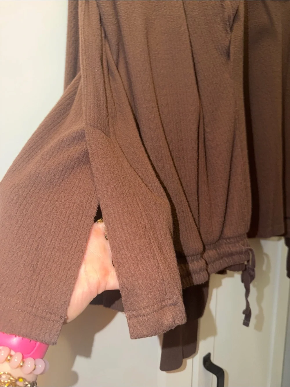 Adyson Parker Brown Ribbed Lounge Top & wide leg pant Set